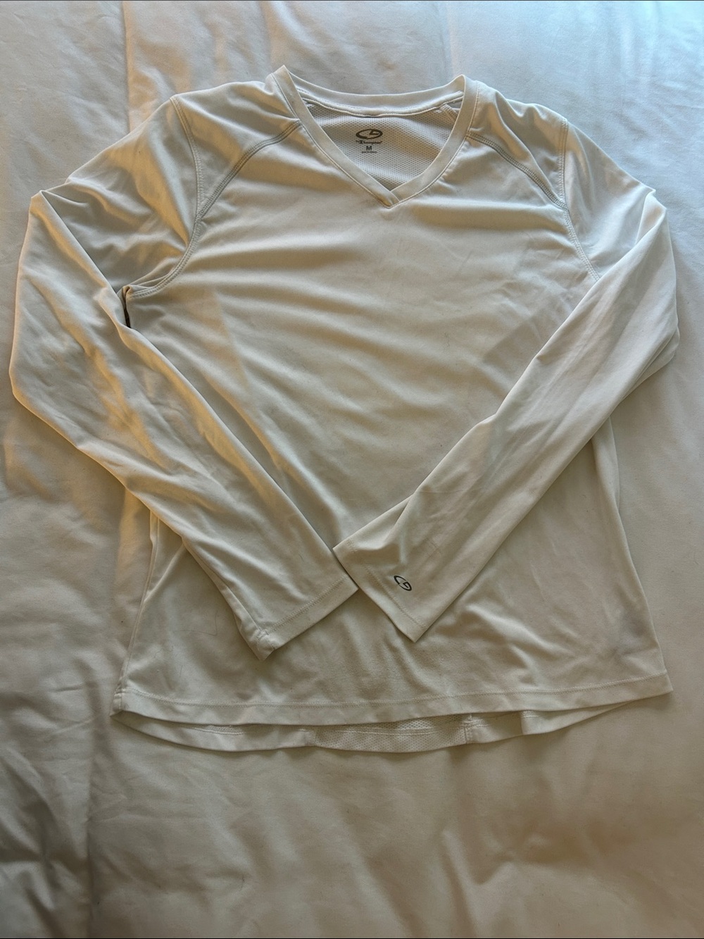 Champion Lightweight White Long-Sleeve V-Neck Performance Shirt